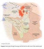 Wildebeest migration map aug 2013. www.expertafrica.com