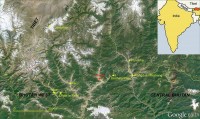 west Bhutan location map. Google Earth