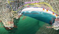 Bondi beach aerial map. Google earth.