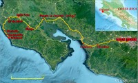 Route map San Jose to Ostional; google earth; Wikimaps