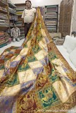 Silk display from cottage factory varanasi india